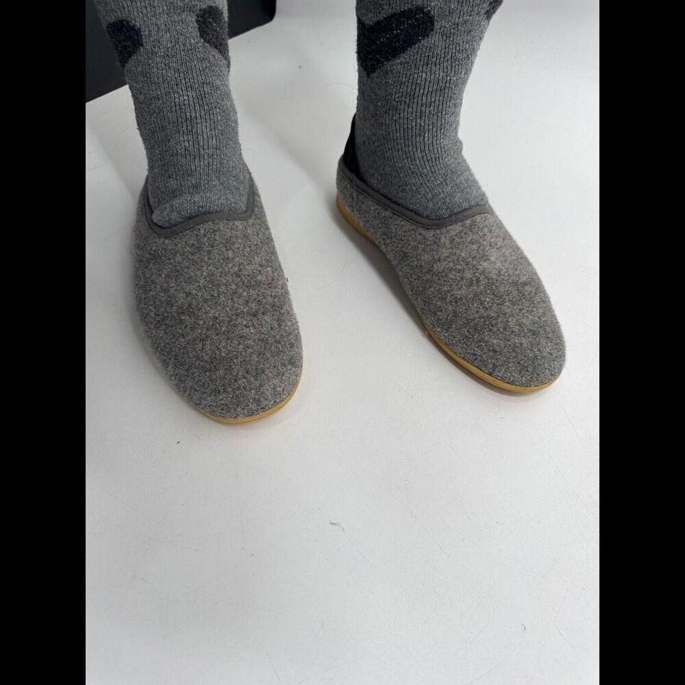 Mahabis Classic Wool Slippers Gray/Black 7.5 Womens